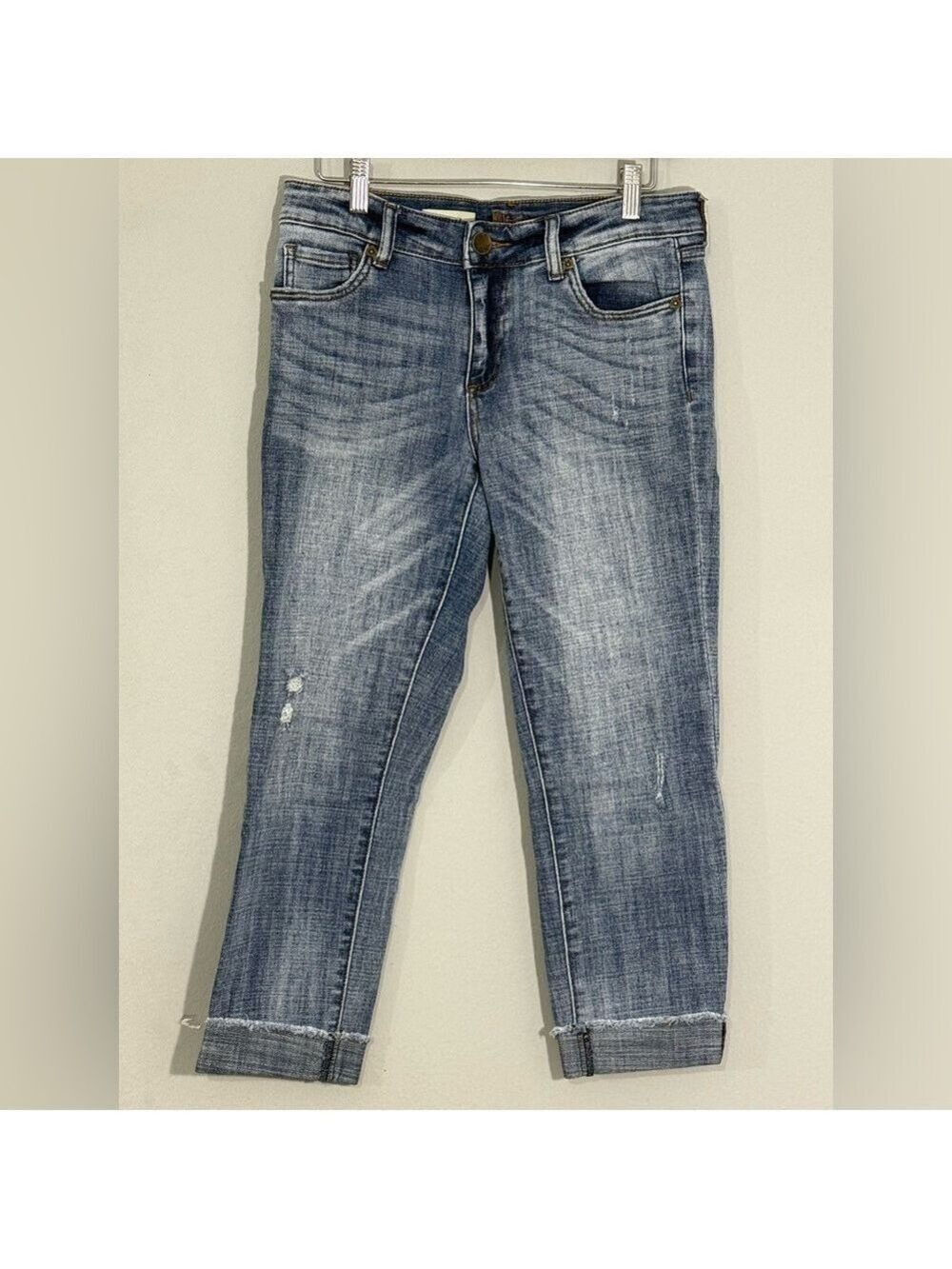 Kut From The Kloth Amy Crop Straight Leg Jeans Size 4 Light Wash Cuffed